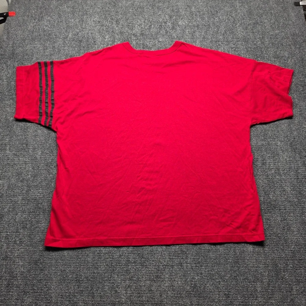 Adidas Originals Asymmetric Sleeve 3-Stripes Boxy Tee Red Black Trefoil XL